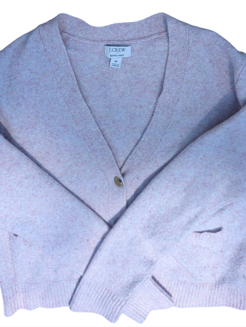 J.Crew Extra Soft Cardigan Pale Pink Button Front Cozy Lightweight Preppy Medium